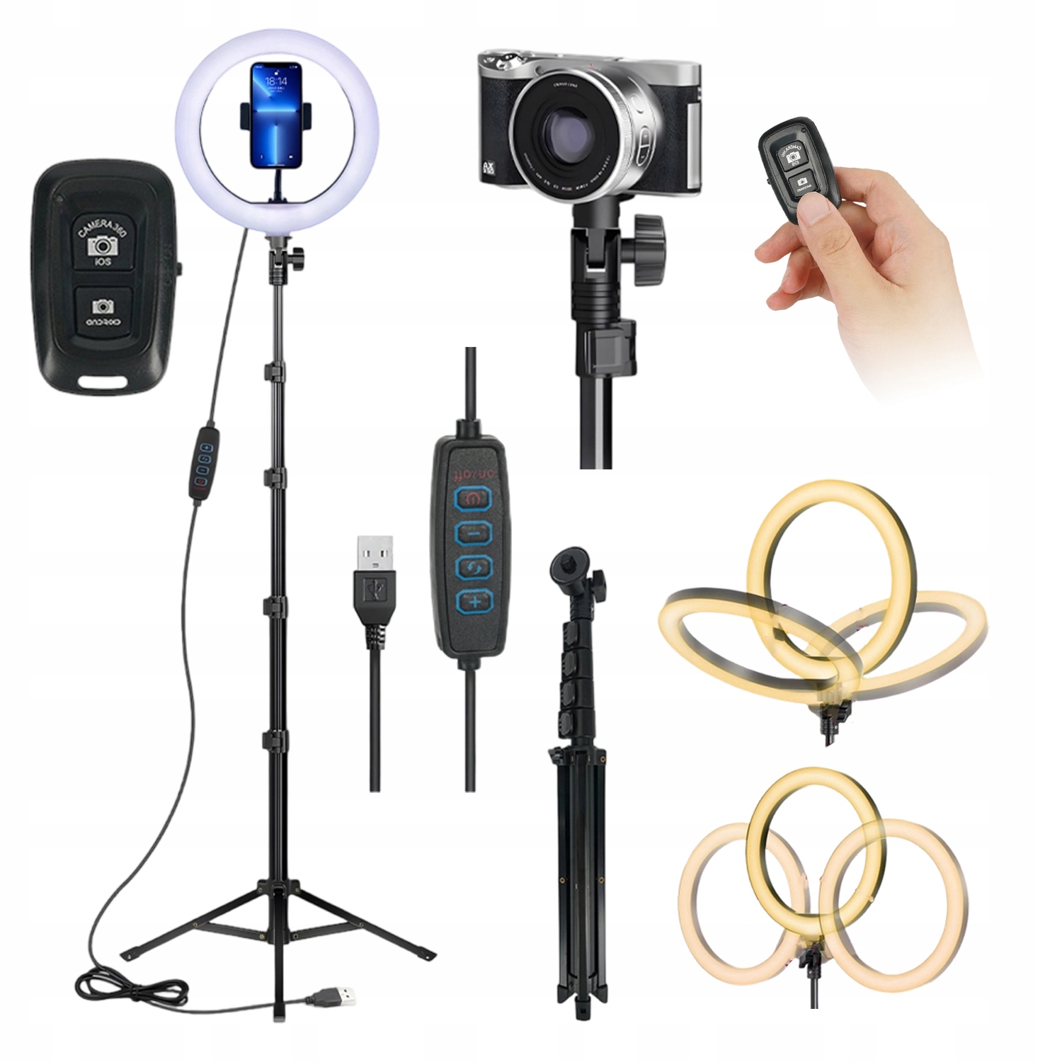 Prstencová Lampa Ring Led Stativ Pro Selfie Fotografie Make-upu Usb Sada