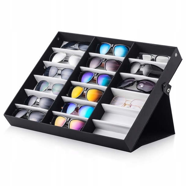 POLMART ORGANIZER GABLOTA ETUI NA OKULARY ZAPIĘCIE CZARNE OCHRONNE 18 SZT