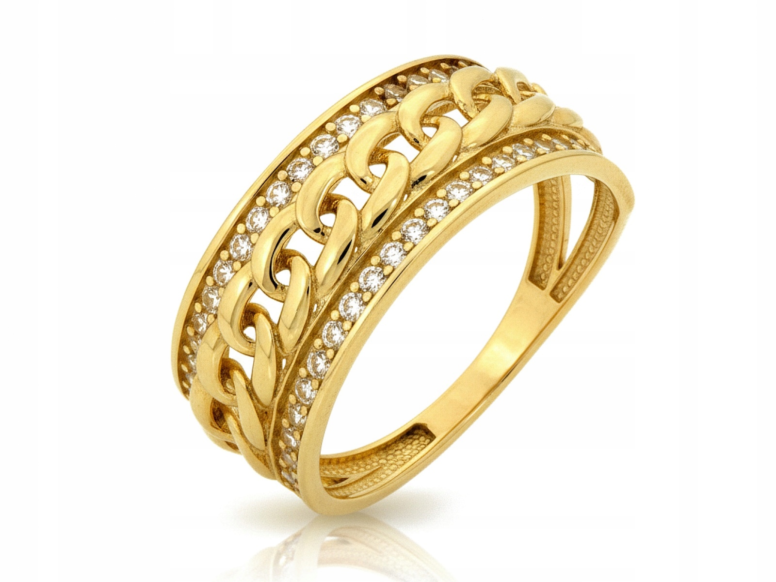 Prstýnek 585 Ažurový prsten 16r s Bílými zirkony 2.46 g