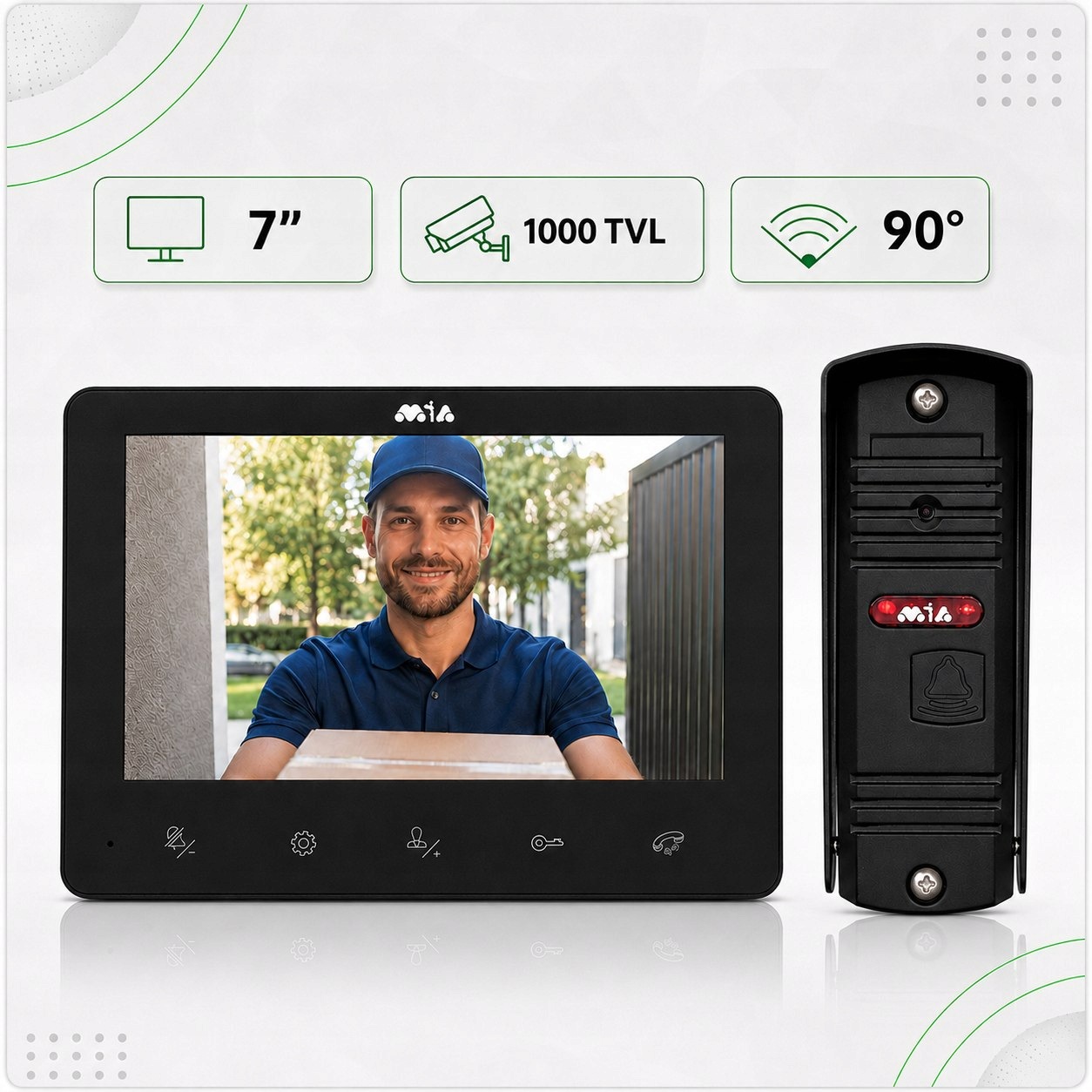 Videovrátnik Mia VID-7B-PRO-1000 čierny drôtový set na bránu brány