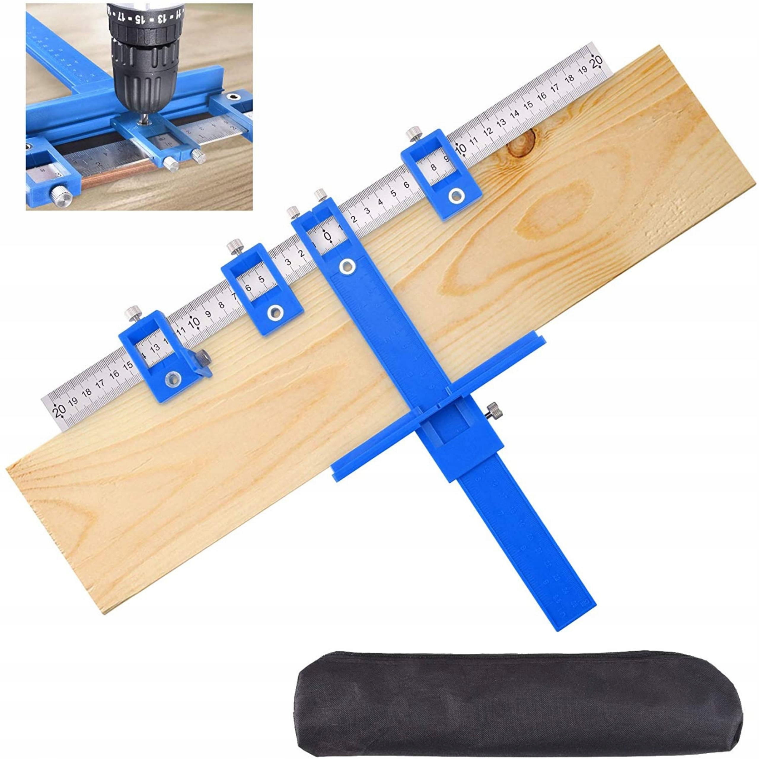 SZABLON CENTRUJĄCY STOLARSKI ZNACZNIK PROWADNICA DO OTWORÓW WZÓR +POKROWIEC Marka Rastool