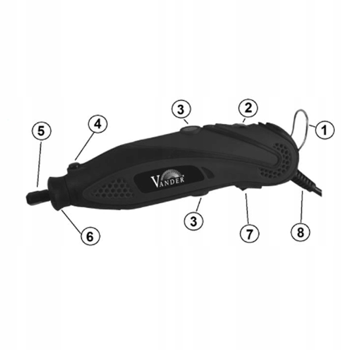 MINI SZLIFIERKA MULTISZLIFIERKA PROSTA ZESTAW FREZ Maksymalna moc 130 W