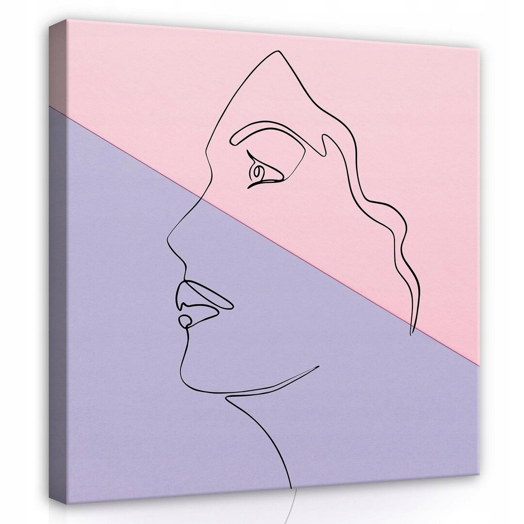 Obraz 80x80 Minimalismus linie obrysů obličej pastelové barvy abstrakce