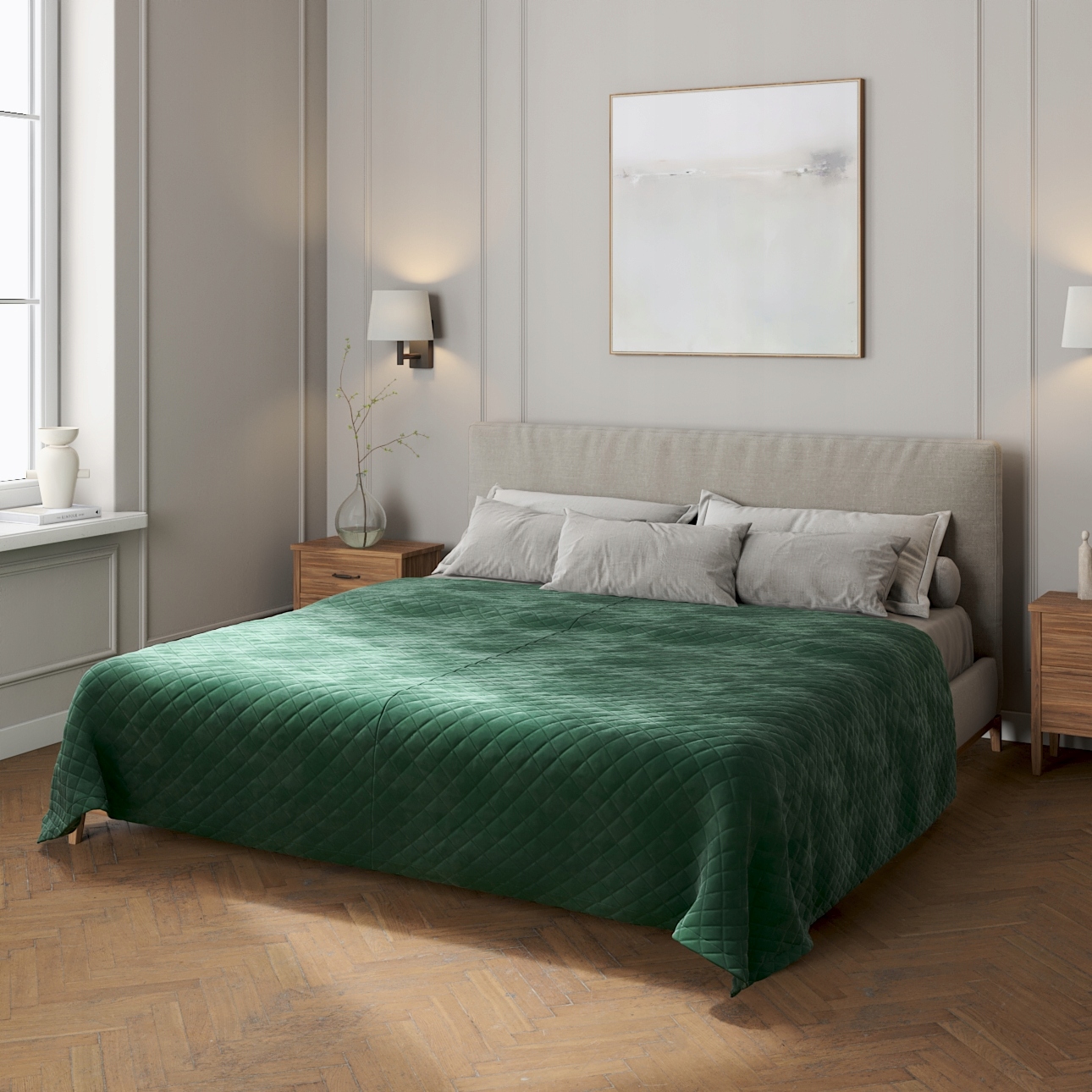 Dekoria Prošívaný přehoz v odstínech zelené barvy