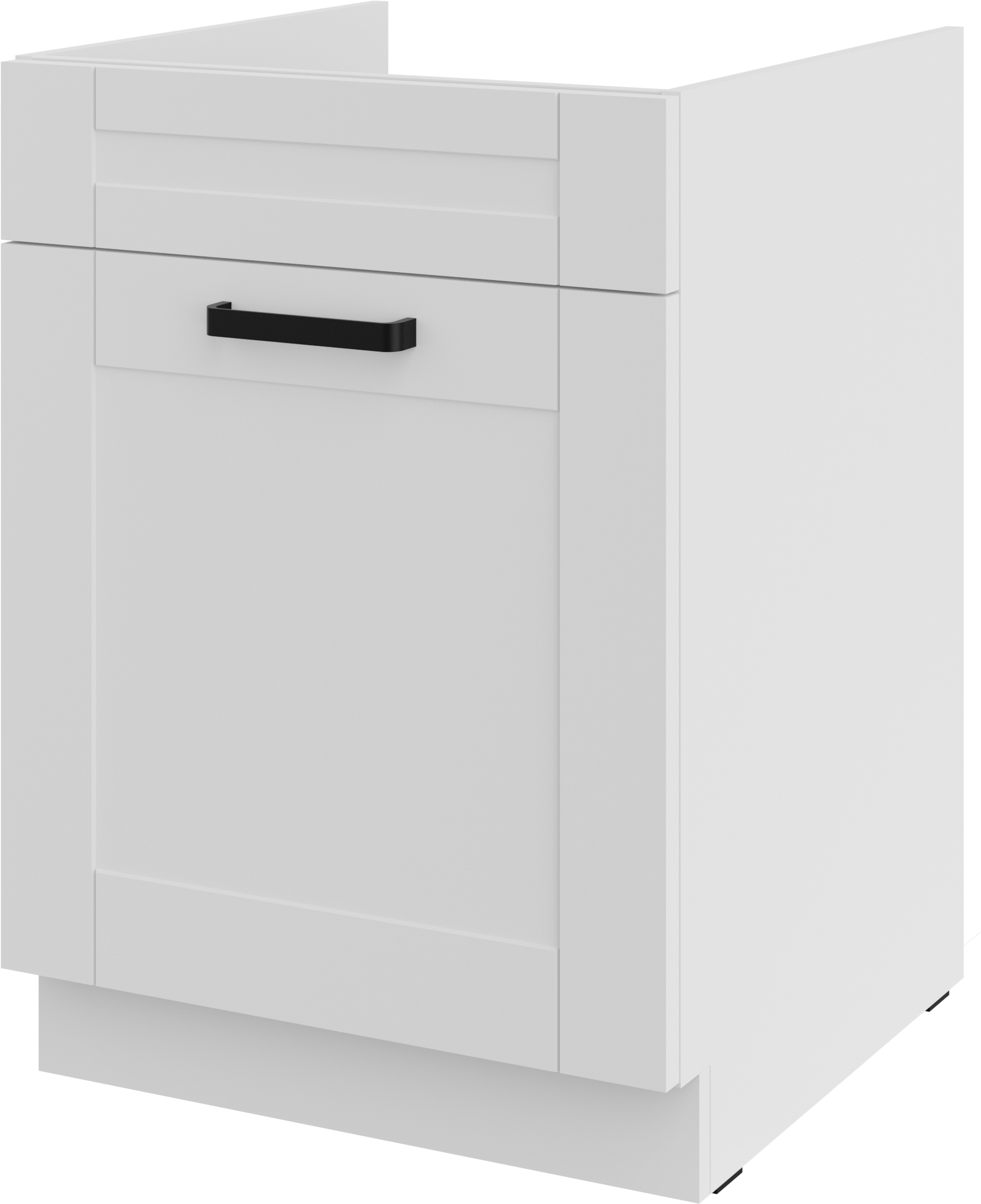 Kuchyňská skříňka 60 pod dřez s zásuvkou Premium Box. Frézovaná přední část, bílá.