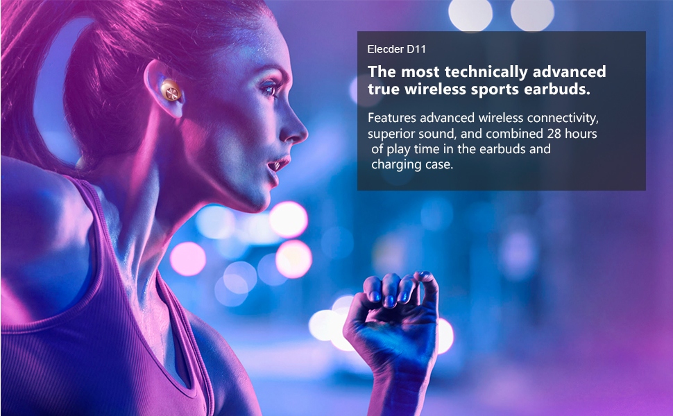 ELECDER D11bezprzewodowe słuchawki Bluetooth 5.0 Czas czuwania 80 h