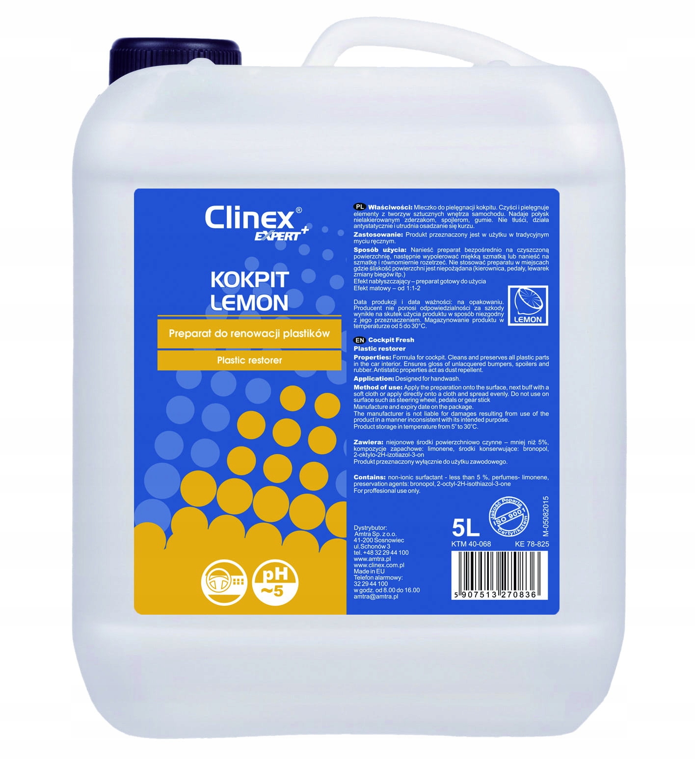 

Clinex Expert+ Bio Kokpit Lemon 5L do pielęgnacji