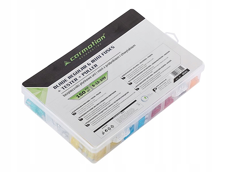 BEZPIECZNIKI CARMOTION MINI UNIWERSALNE PRÓBNIK CHWYTAK PUDEŁECZKO ZESTAW