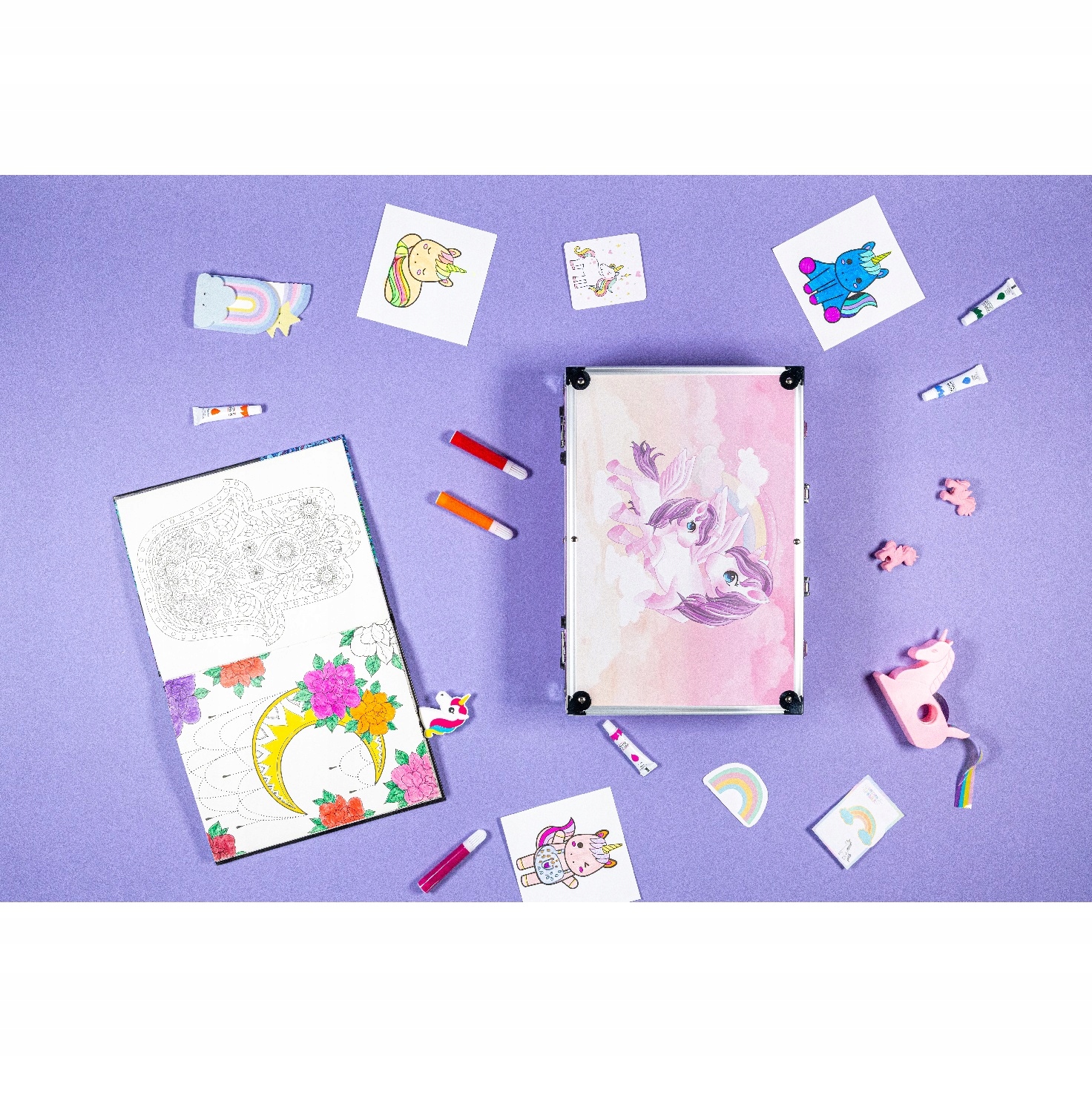 Zestaw Artystyczny do Malowania 144el + Walizka w Walizce Kredki dla Dzieci Bohater / Bajka Inny