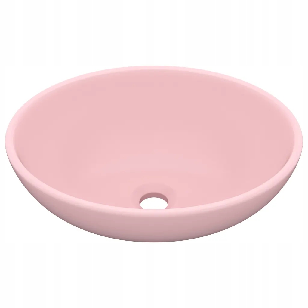 Oválné keramické umyvadlo matné růžové 400x330x135 mm