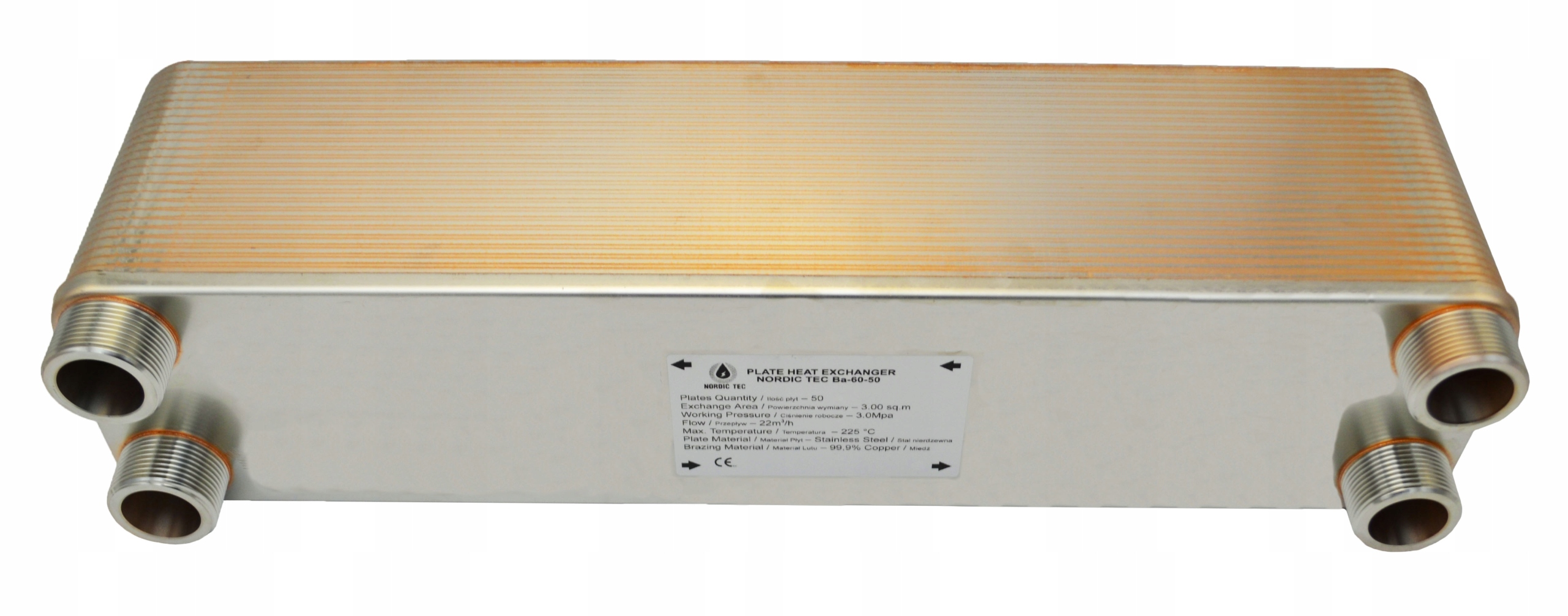 Veľký 50-doskový výmenník tepla 100-200 kW 5/4 Nordic Tec