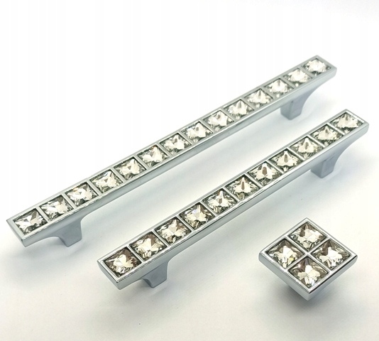 UCHWYT MEBLOWY KRYSZTAŁ CHROM 96mm Długość 13.5 cm