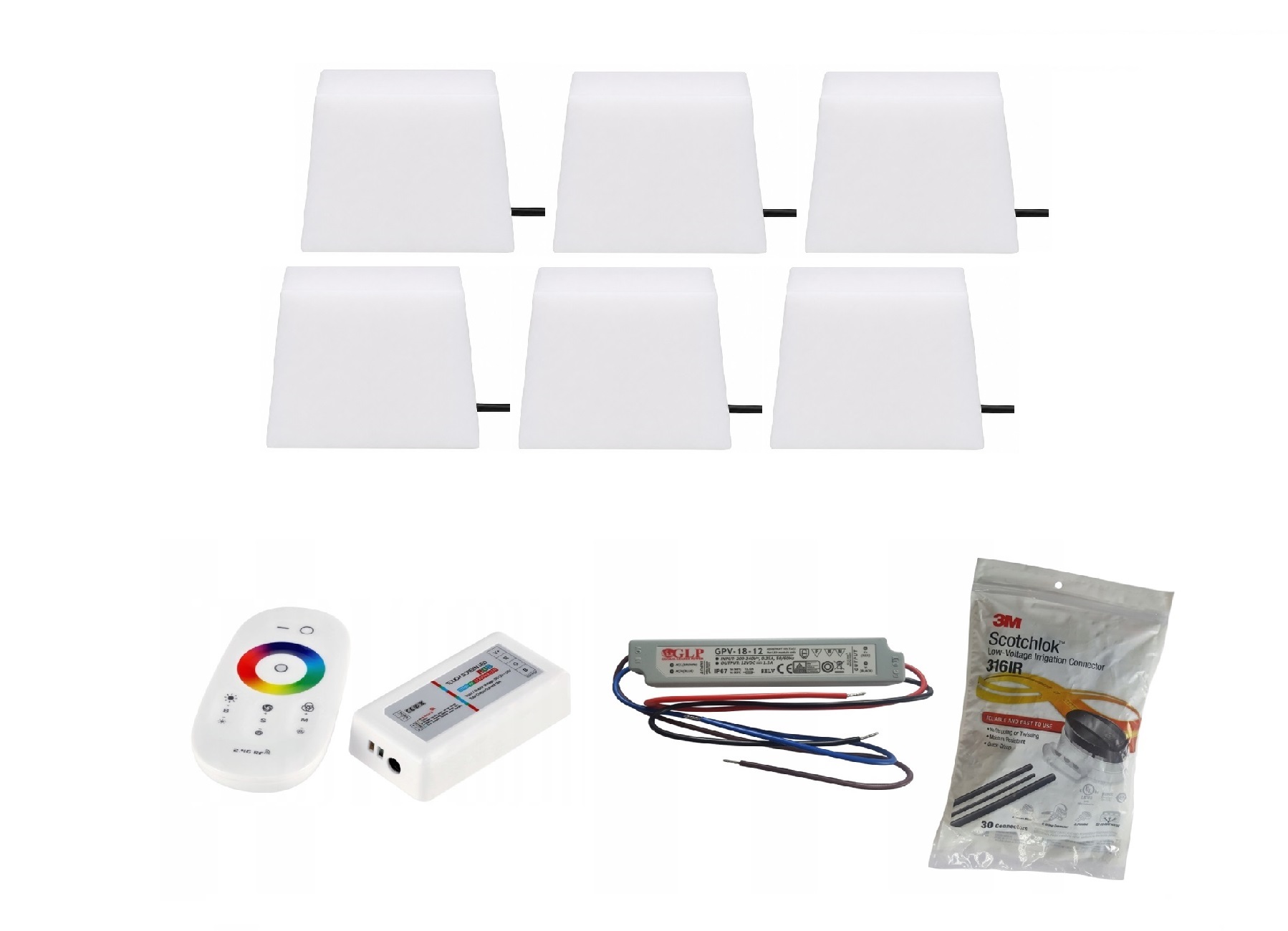 Zestaw 6 X Świecąca Kostka Brukowa Led Piccola Rgb 8x9x9,5x6 cm