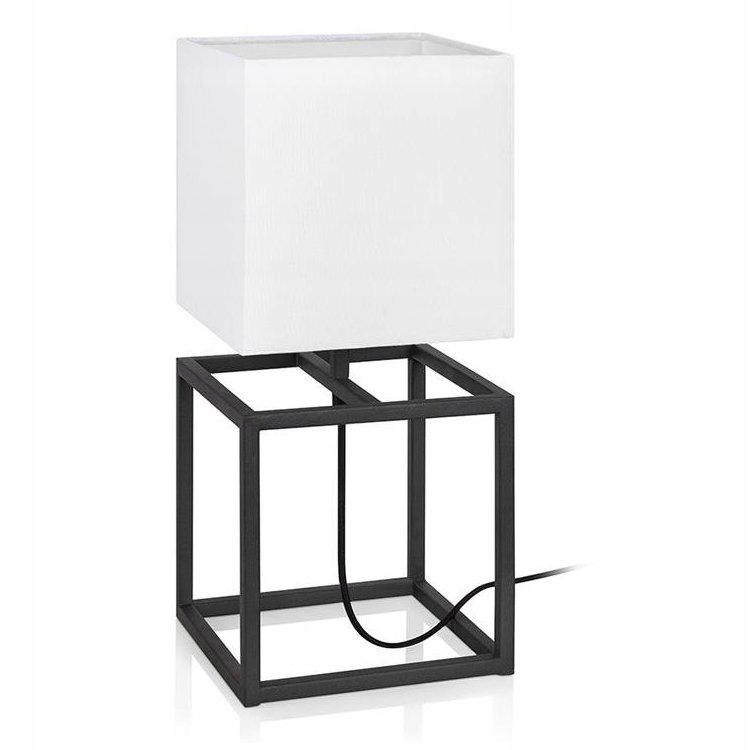 Moderný štýl, stolová lampa Cube, Markslojd, biele tienidlo, čierny kov