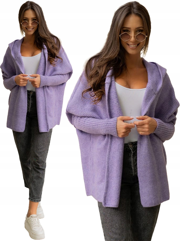 Kardigan Dámský svetr Přehoz Svetr s kapucí Měkký (38-52) vel. 52