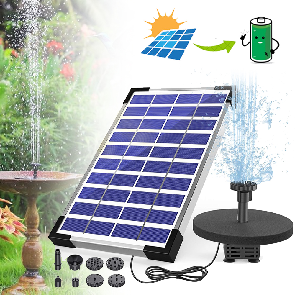 Solarna Pompa Fontannowa Z 6 Dyszami Do Kąpieli Dla Ptaków, Stawu, Ogrodu