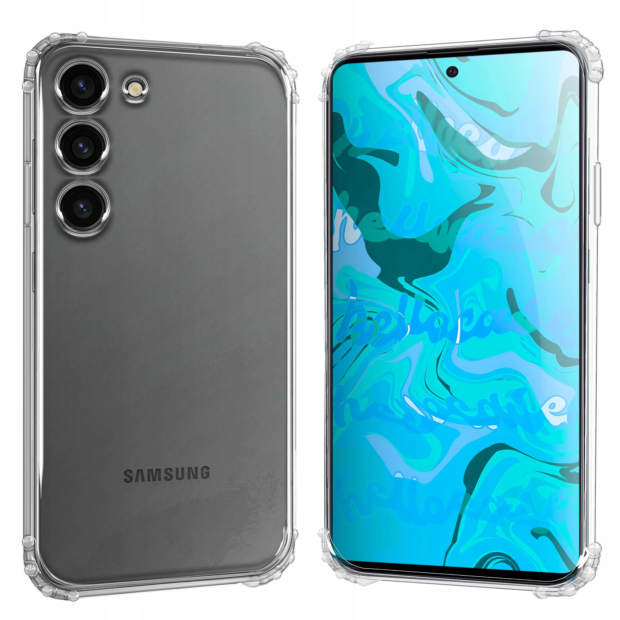 ETUI PANCERNE DO SAMSUNG GALAXY S23 | CASE SILIKON GUMOWE SLIM SHOCK +SZKŁO Marka Hello Case