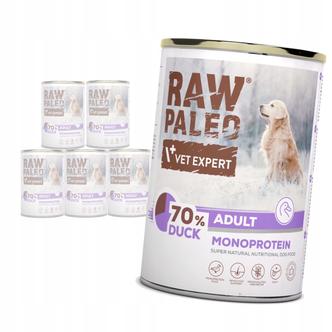 Levně Raw Paleo Adult Monoprotein 6x400g Vlhké Krmivo pro psy s kachnou