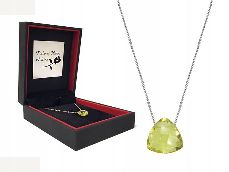 Stříbrný náhrdelník 925 trylion zelený křemenný kámen s přívěskem, módní vzor