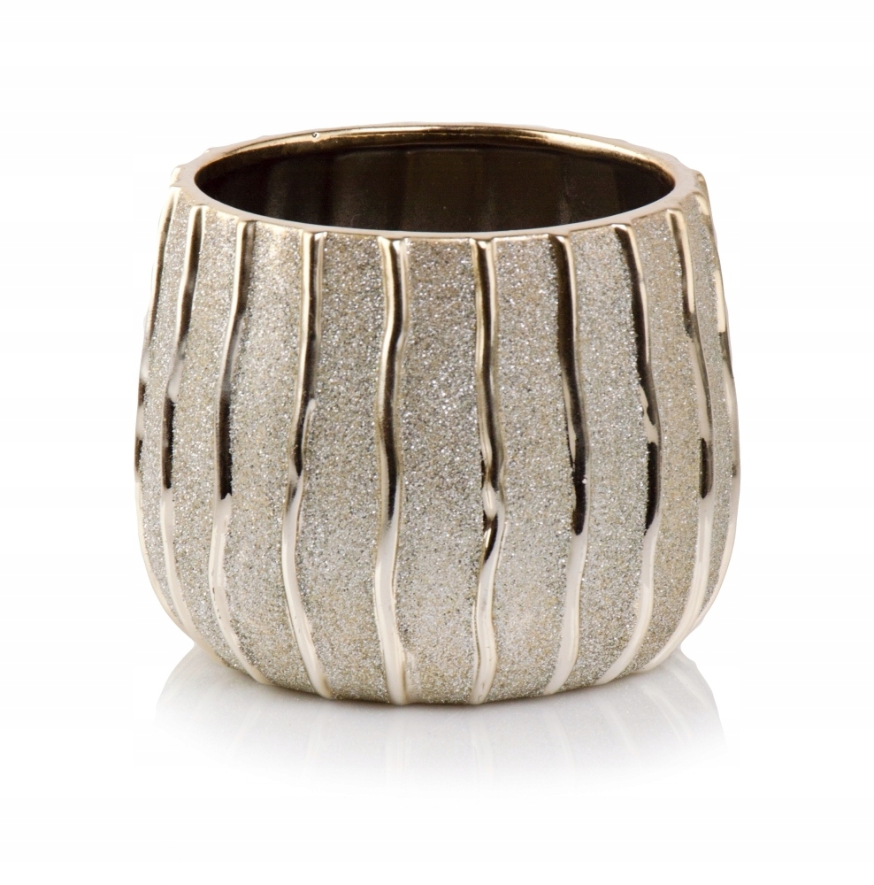 CERAMICZNA OSŁONKA DONICZKA 16x 13cm ZŁOTA GLAMOUR