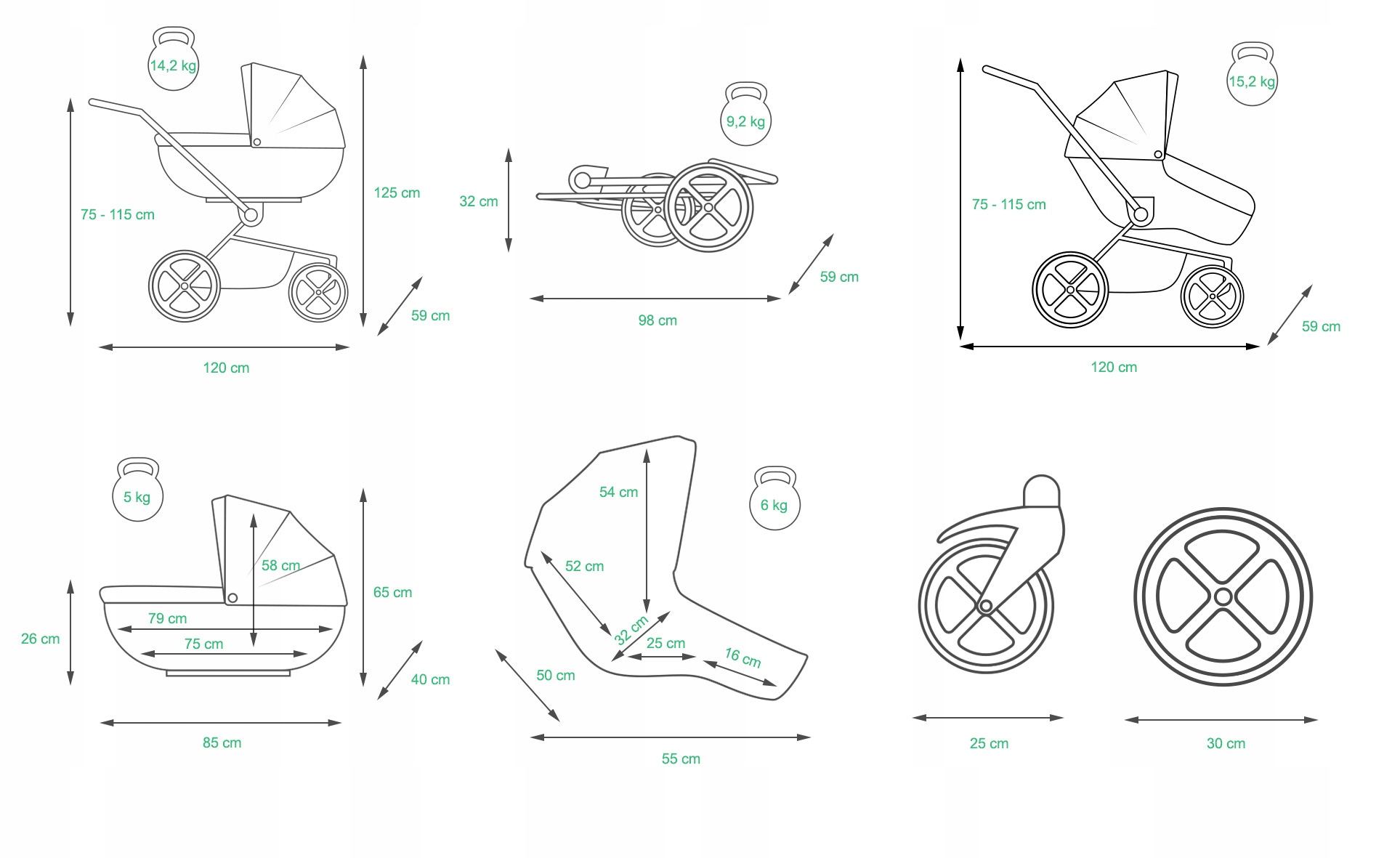 Wózek 3w1 dziecięcy spacerówka BabyLux Largo ALU Stelaż Aluminiowy