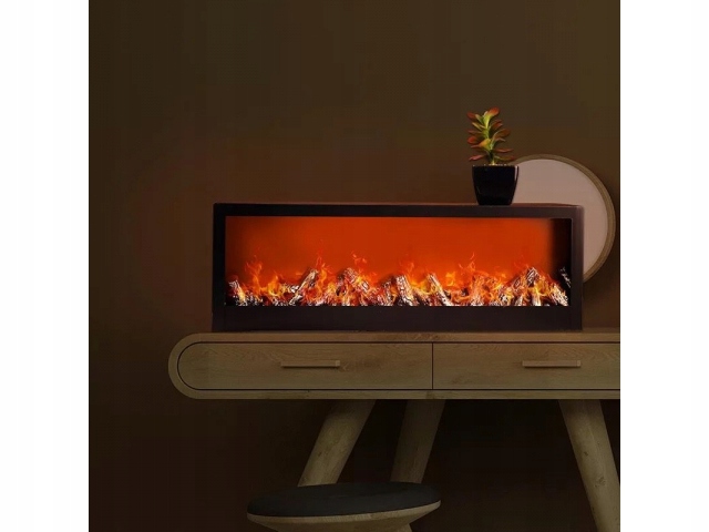 NOWOCZESNY KOMINEK ELEKTRYCZNY LED OZDOBA POMIESZCZENIA Kolor czarny