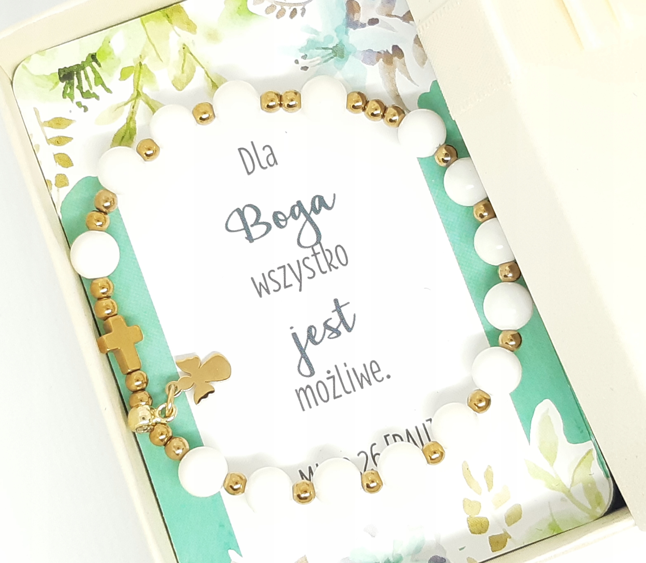 Bransoletka Różaniec na rękę - Minerał Jaspis Hematyt + Cytat z BIBLII Marka inny