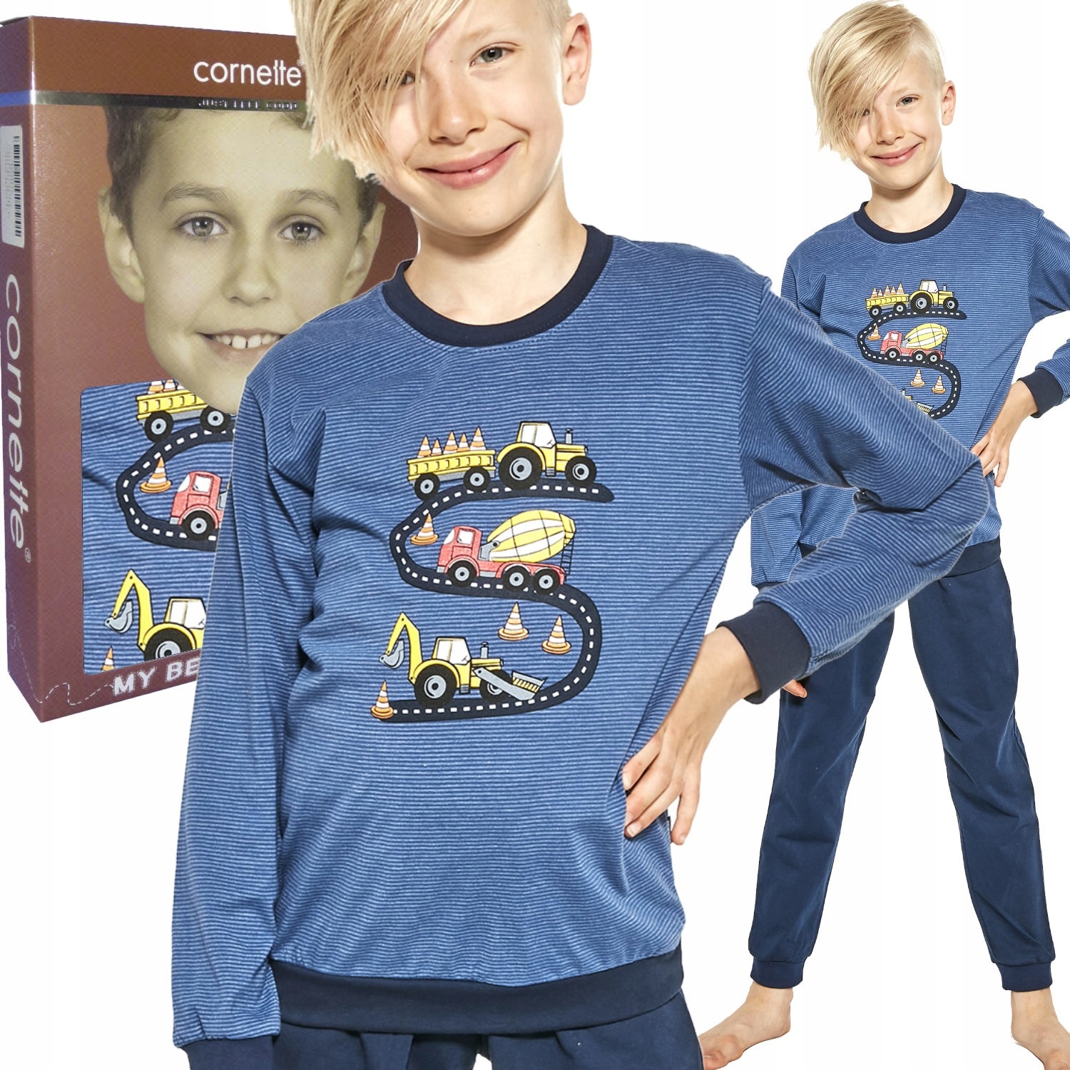 

Cornette piżama chłopięca 478/115 Road paski jeans