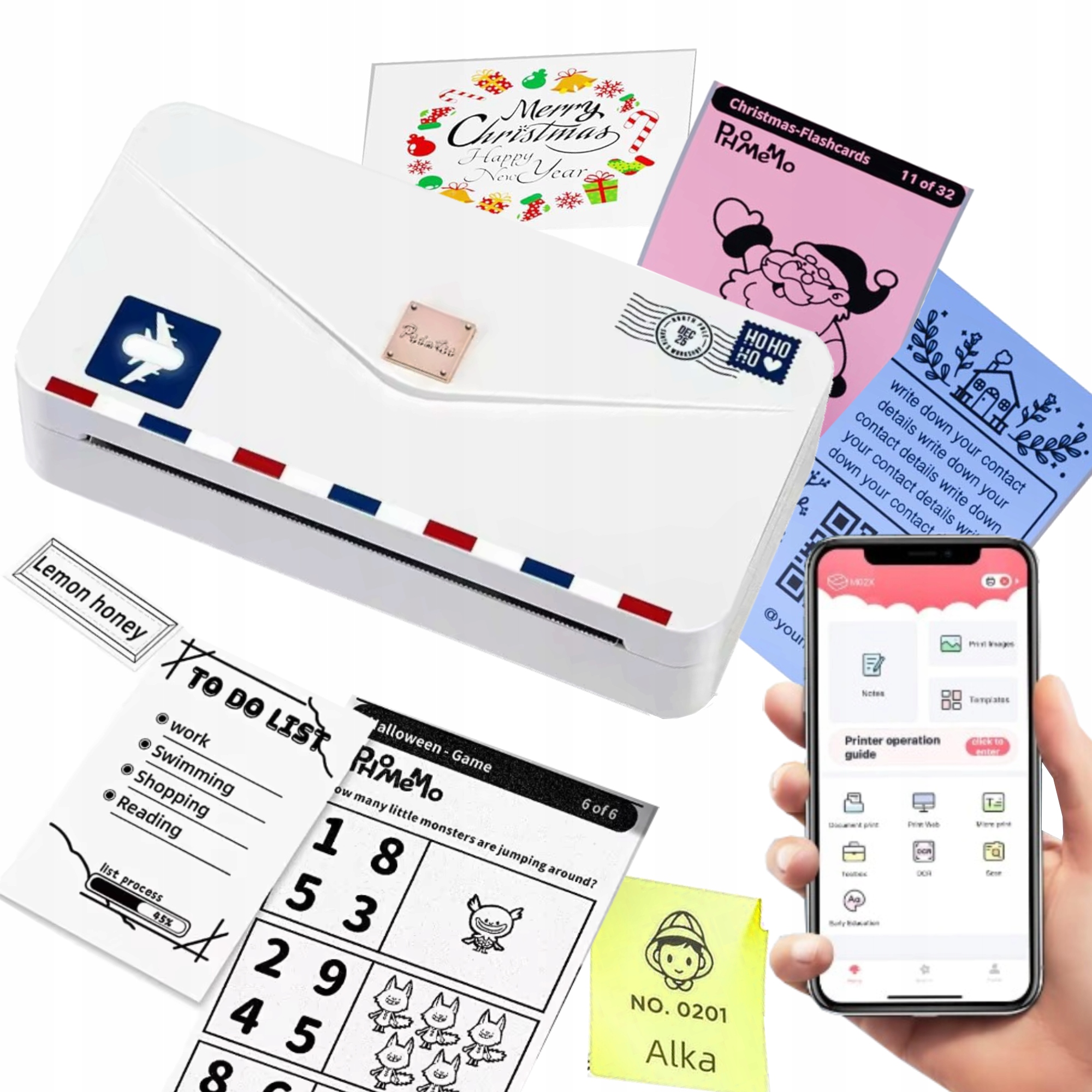 Prenosná termálna tlačiareň Phomemo M04AS 300DPI s fotografiami poznámok k učeniu 110 mm