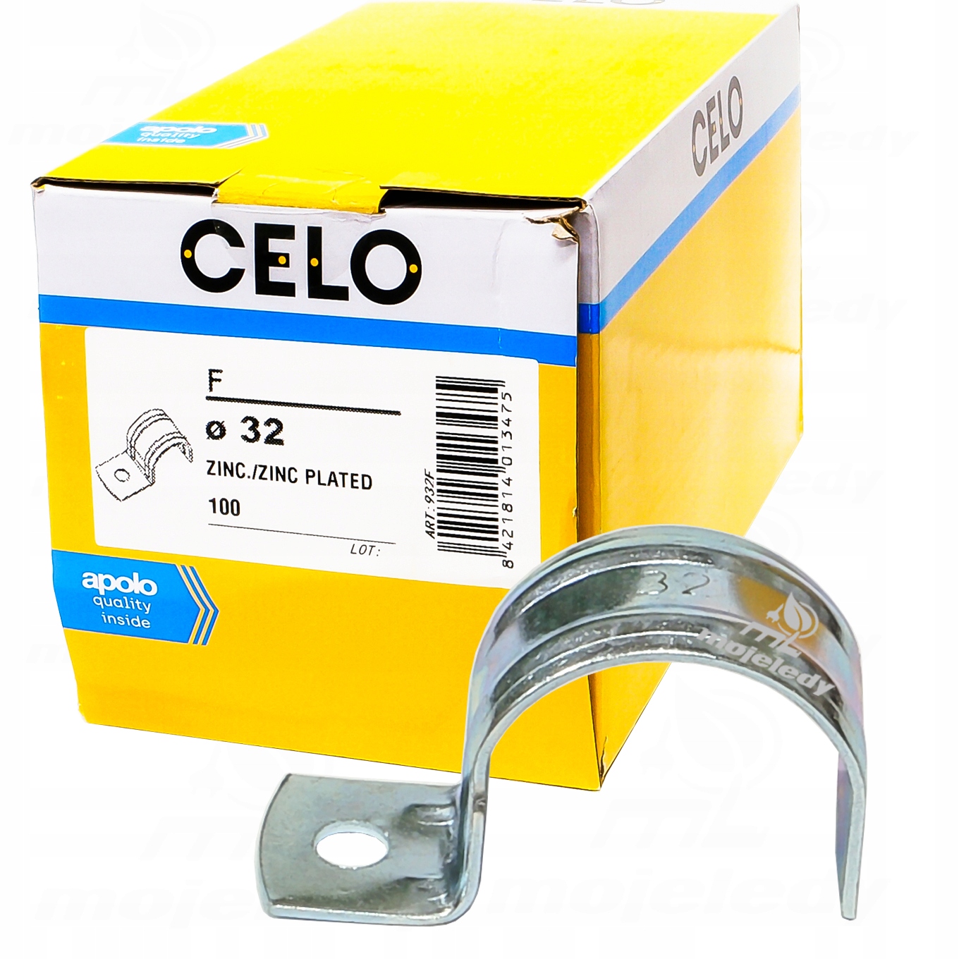 100 x kovový držák pro trubka a instalační trubku Rl 32 mm 32 P.pož 932F Celo