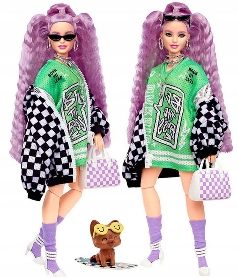 

Lalka Barbie Extra 18 lalka fioletowe włosy piesek