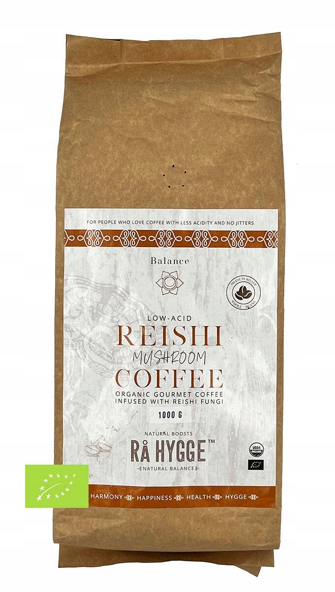 Kawa ziarnista Bio Reishi Ganoderma łagodna niskokwasowa Arabica Peru 1 kg