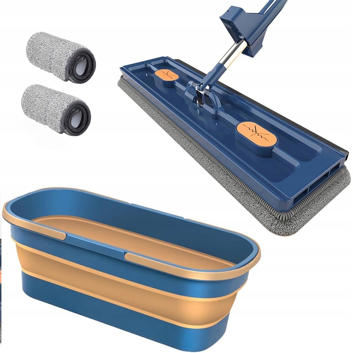 Plochý Mop Na Mytí Podlah Rotační 42 CM 2 Vložky Z Mikrovlákna