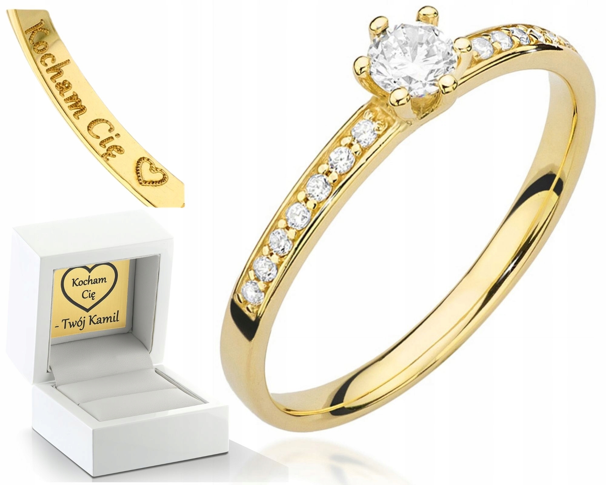 Zlatý Prstýnek S Brilianty Gravírování Bonus 585 Zásnubní Pro Ženu