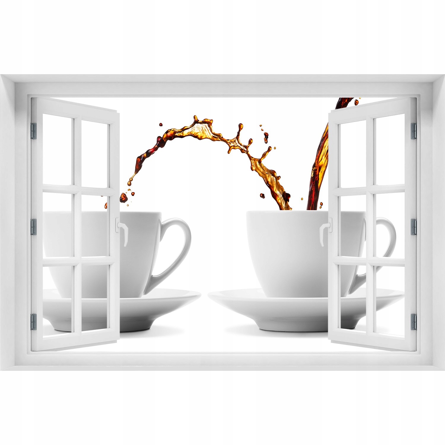 

3D Okno Naklejka na ścianę Lejąca się kawa