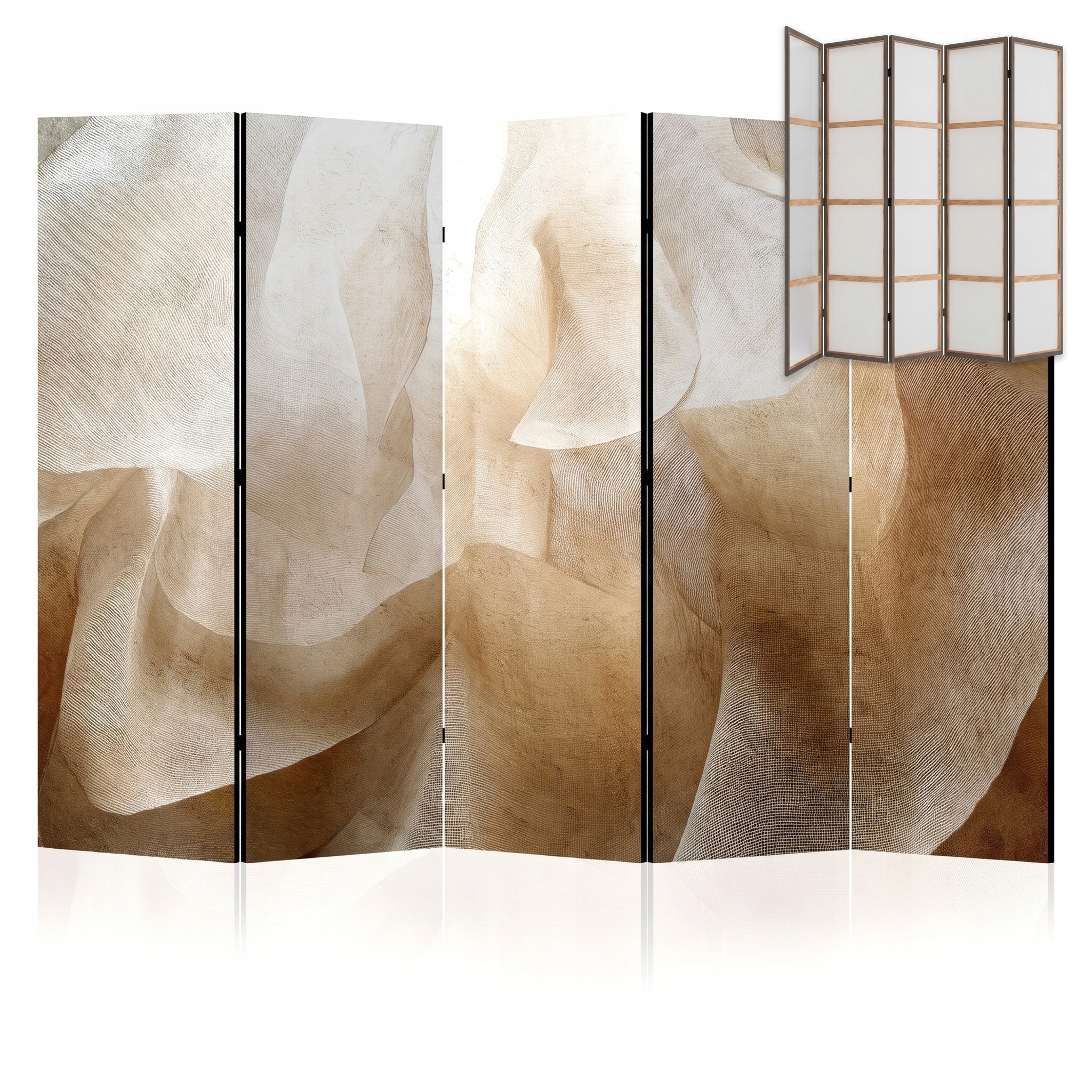 Paraván pokojový 5-dílný dekorativní minimalistický boho 225x172