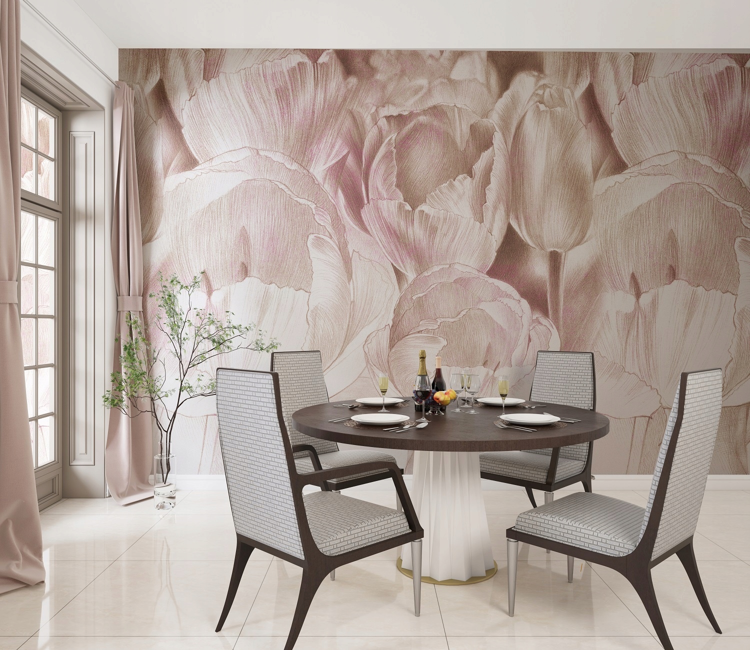 Fototapeta Ružové Tulipány 300x250 vliesová 230 g