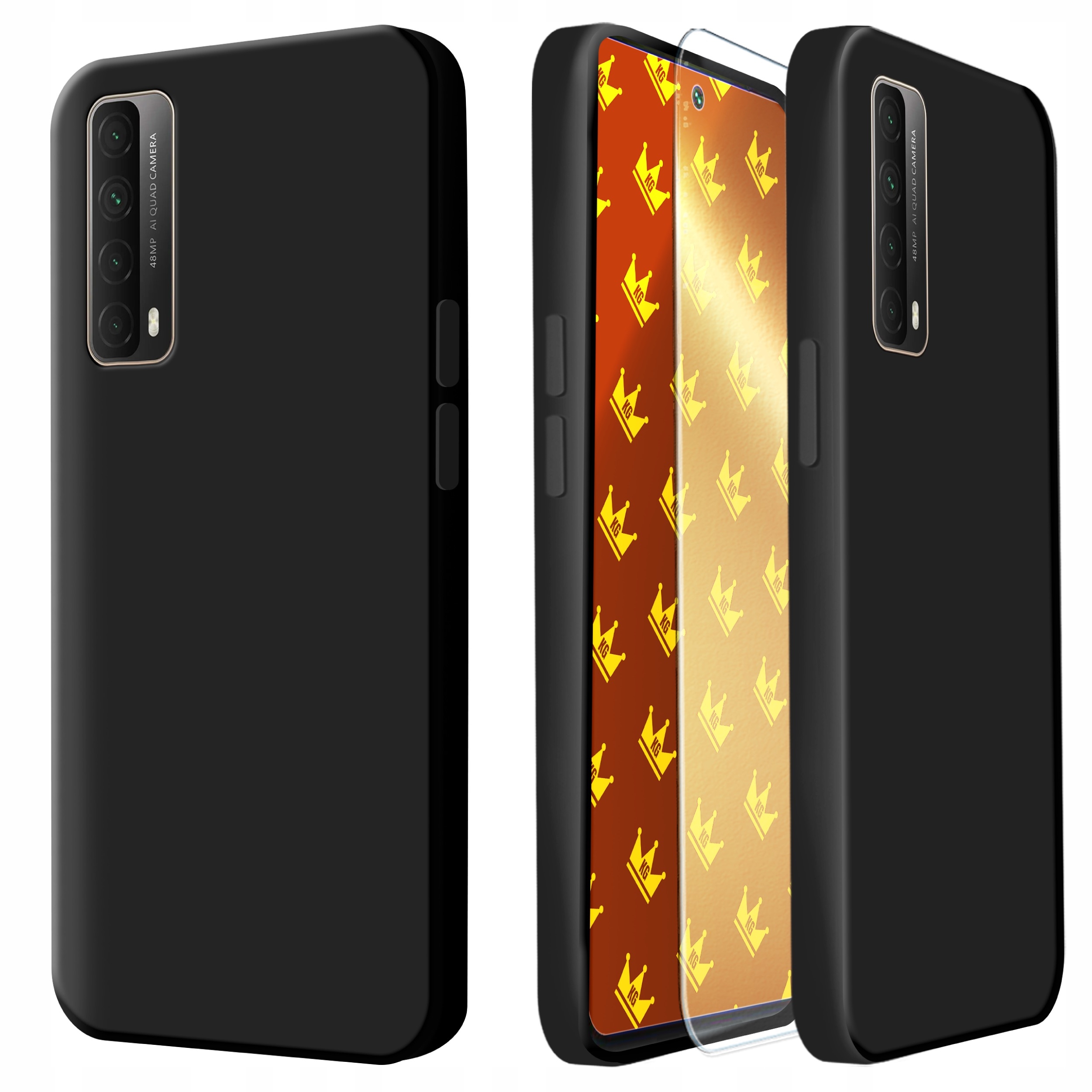 Etui Do Huawei P Smart 2021 Obudowa Czarne Matowe Silikon Pokrowiec Szkło