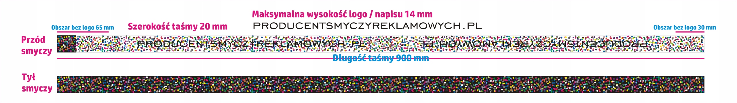 

Smycze reklamowe z nadrukiem 20 mm 2 strony 100