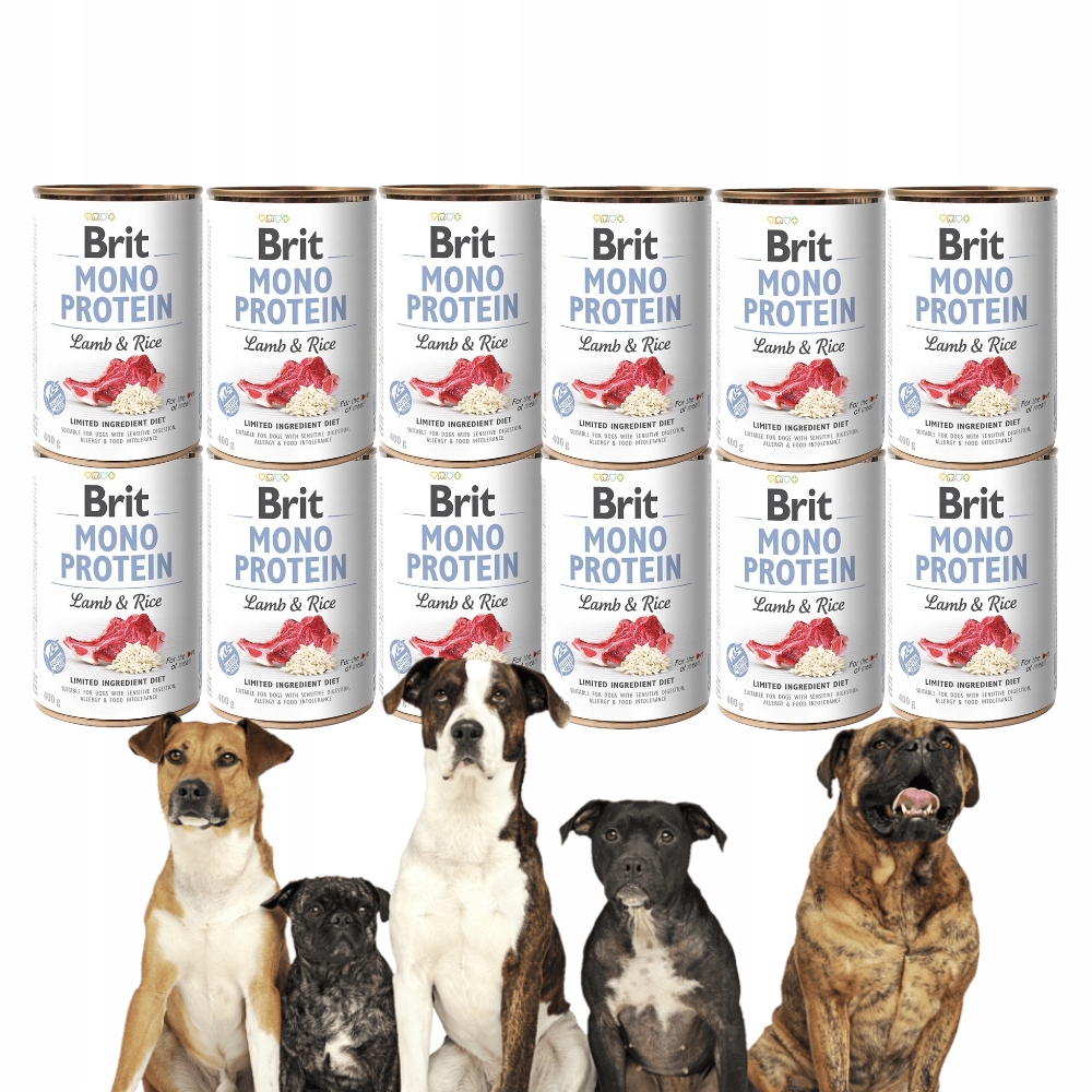 Levně Vlhké Krmivo pro psy Brit Care Mono Protein s jehněčím masem a rýží 400 g*12 Ks