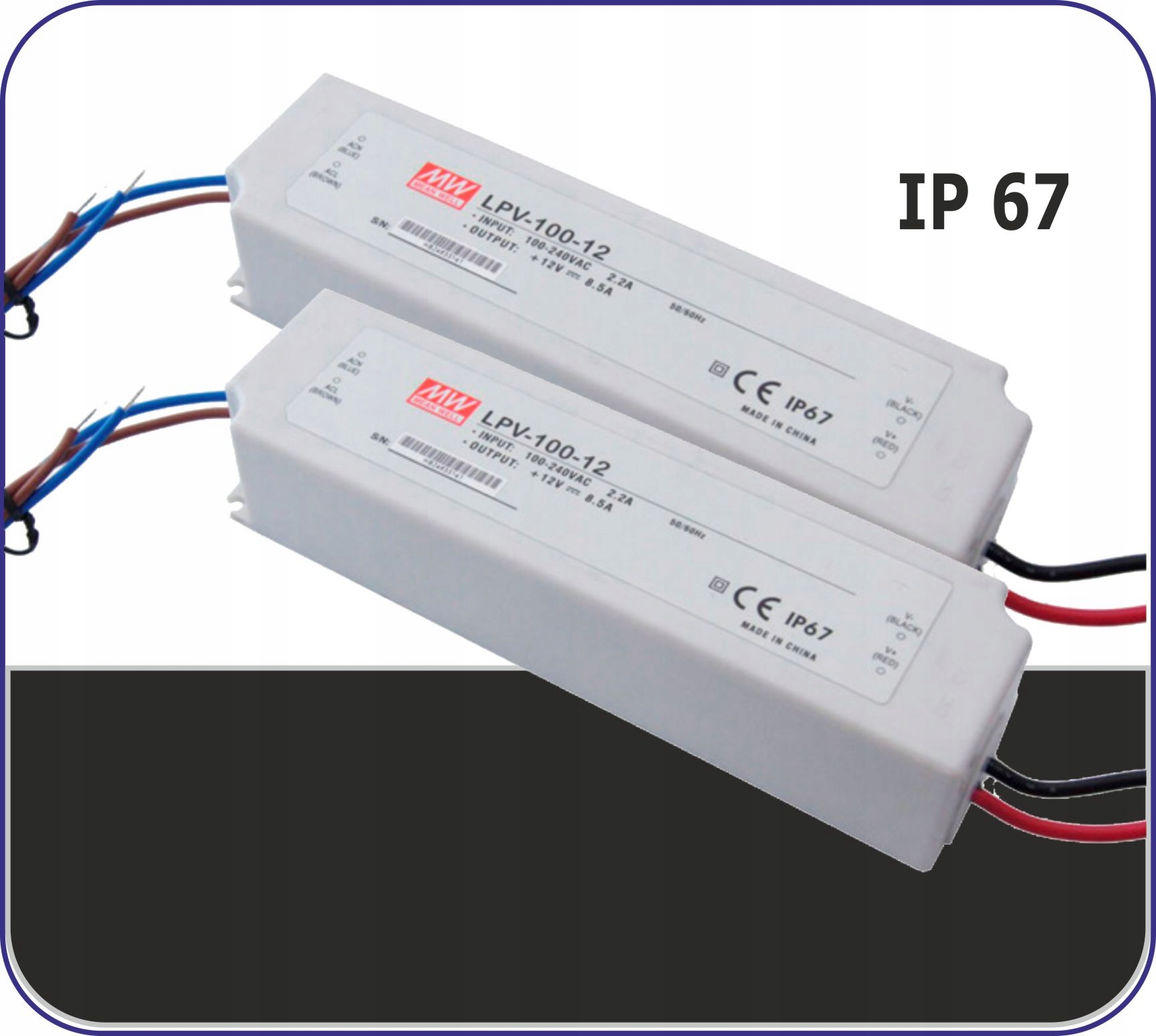 Kaseton reklamowy 250x50 LED 24/h Kształt prostokątny