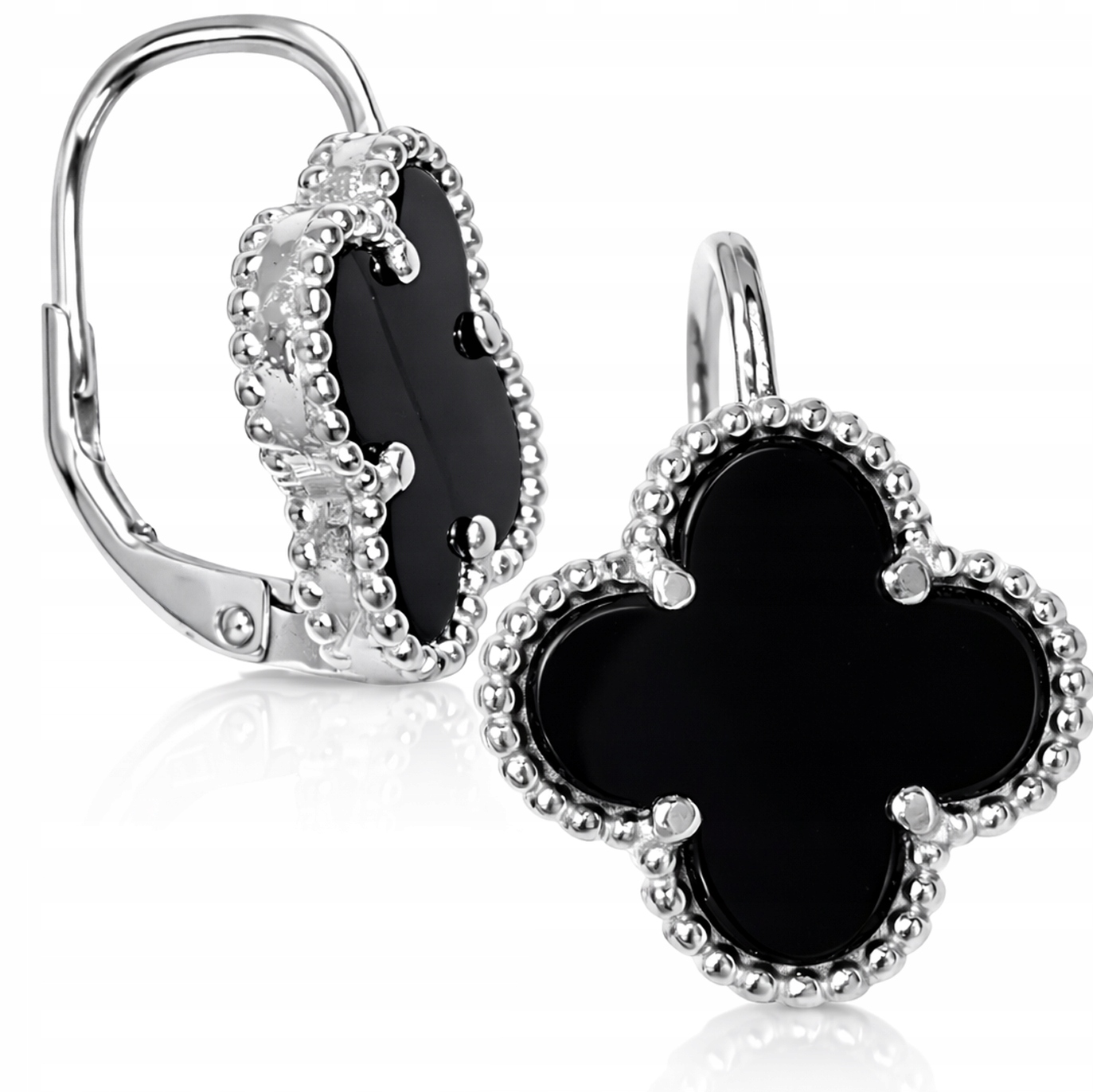 Stříbrné náušnice čtyřlístek jetel černý onyx stříbro 925 Laprii