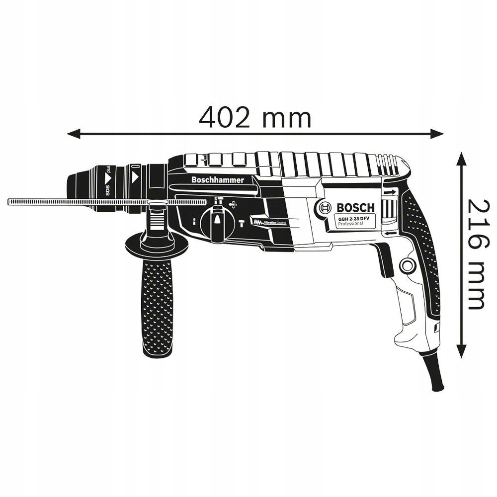 MŁOTOWIERTARKA UDAROWA SDS-PLUS BOSCH GBH 2-28 F Zasilanie sieciowe