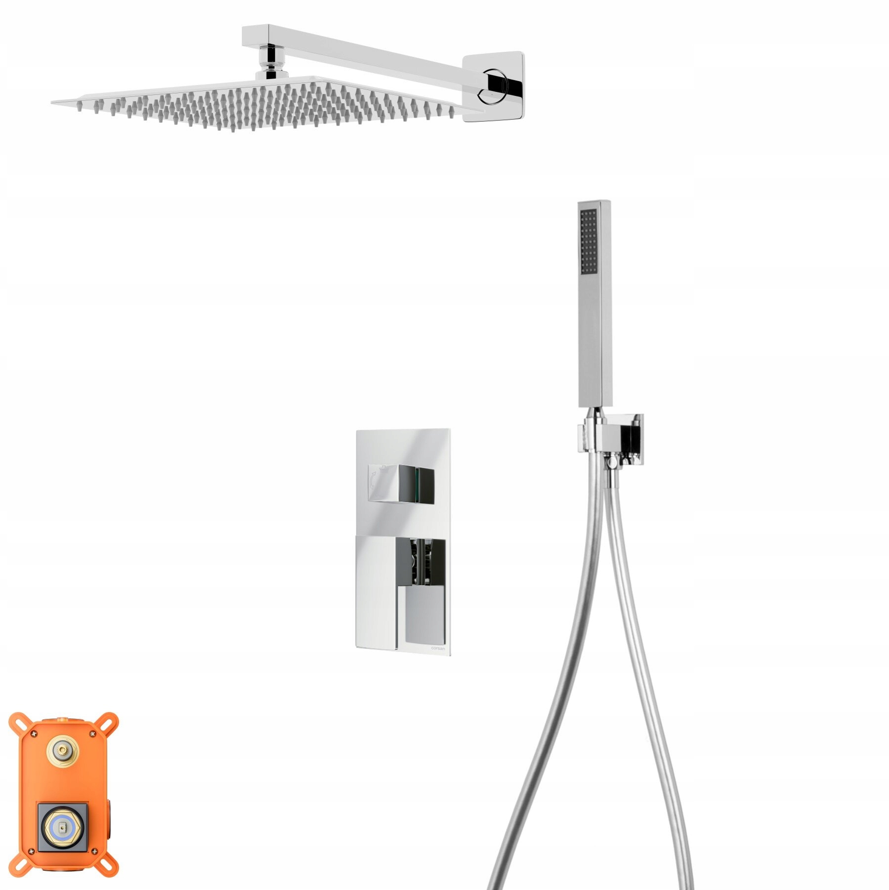 Sprchový set Corsan Ango chróm s dažďovou sprchou 25 cm, podomietková batéria