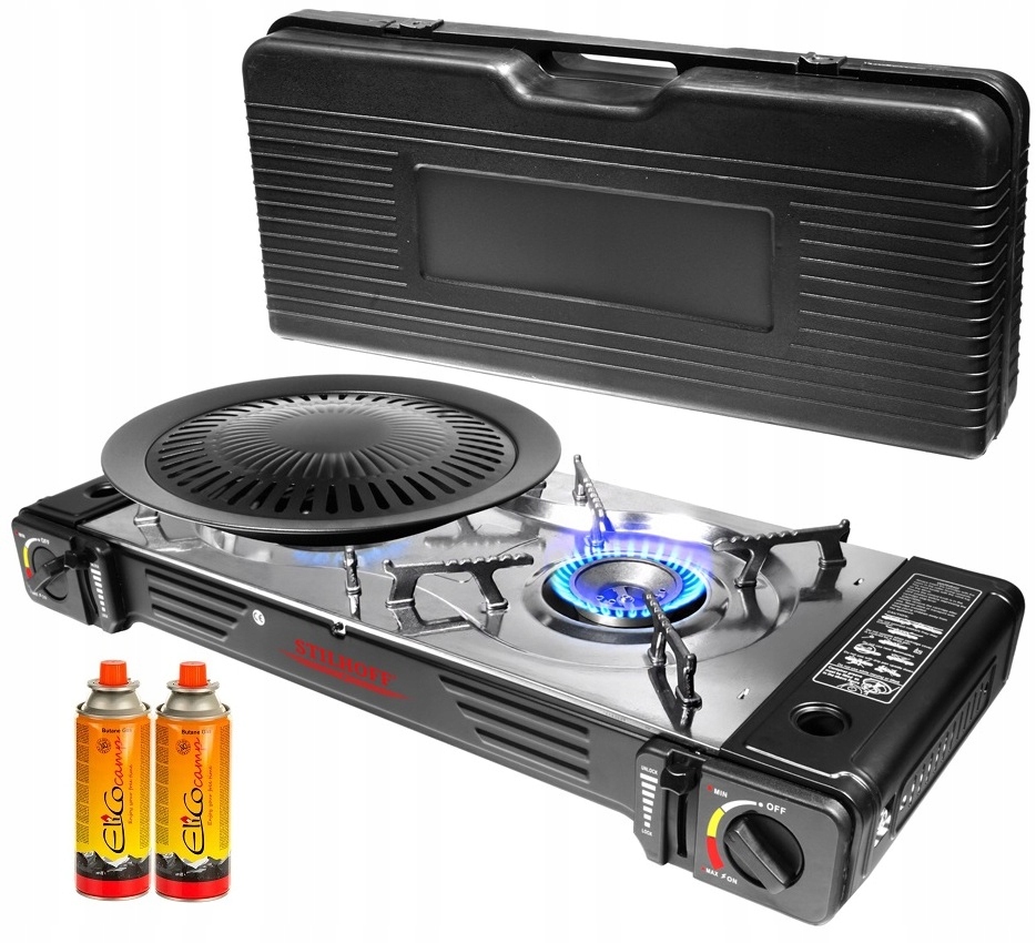 Turistický gril Stilhoff 2 pal. nerez grilovací deska kartuše