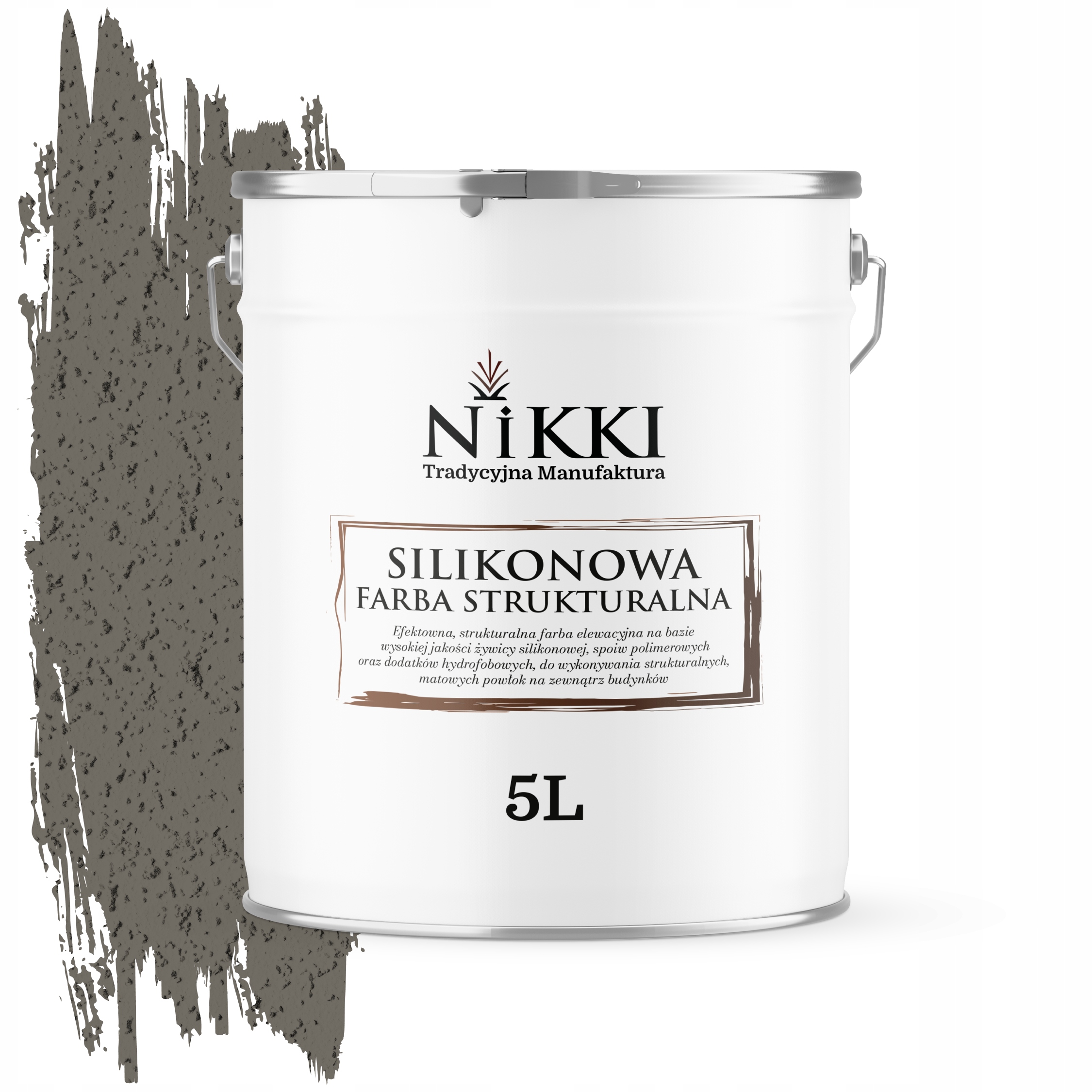 Štruktúrovaná fasádna farba silikónová 5 l šedá tmavo teplá F296 Uv
