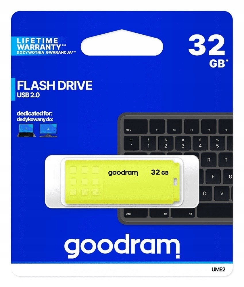 Pendrive GoodRam UME2 UME2-0320Y0R11 (32GB; Usb 2.0; kolor żółty)