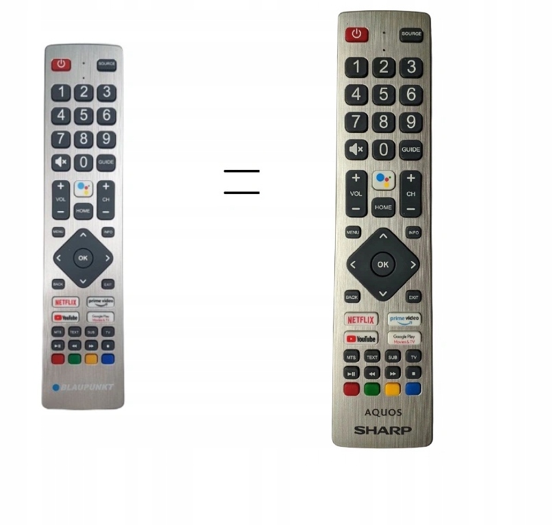 Oryginalny pilot Technika Android TV Google Sharp Marka Blaupunkt