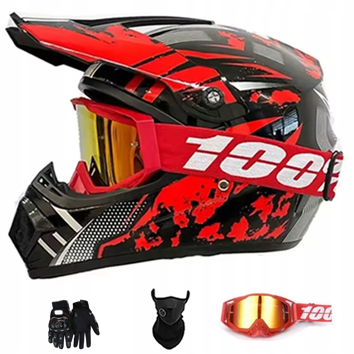 Motocyklová Přilba Lehká Enduro Quada Brýle Rukavice Maska XL