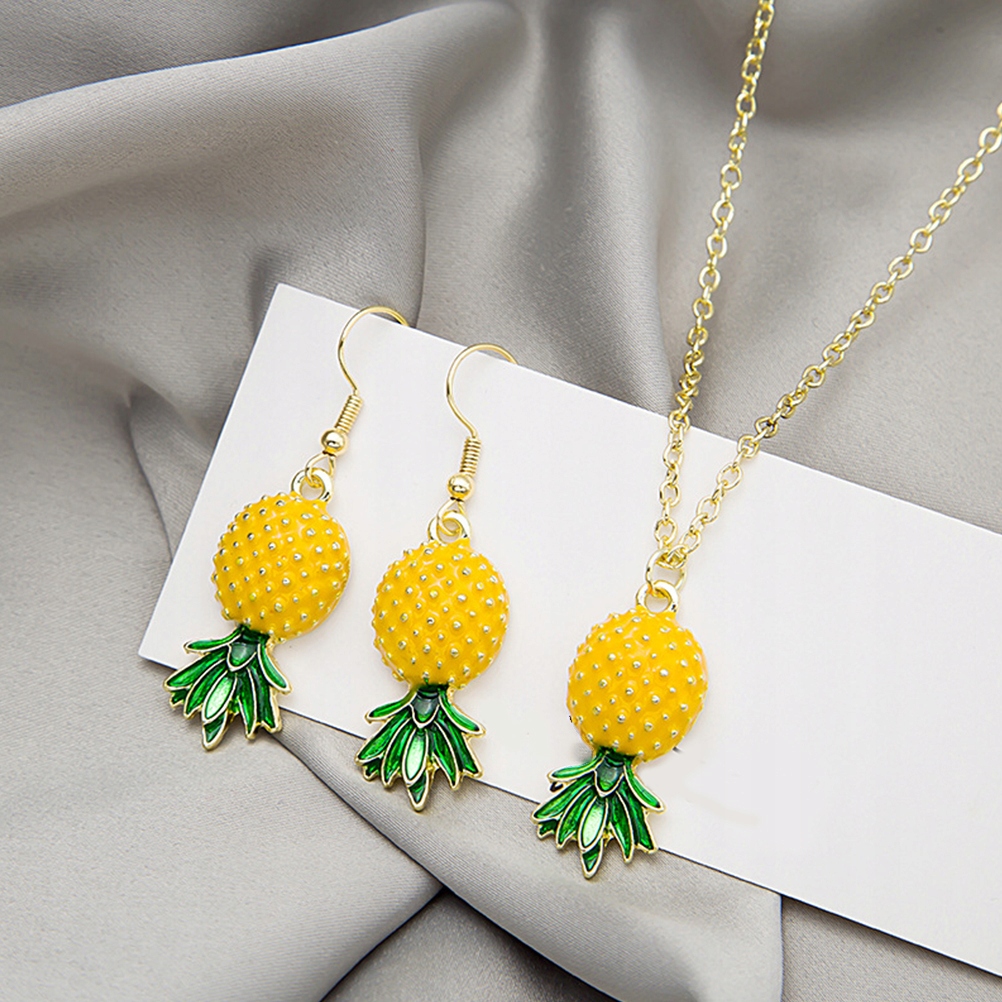 KOLCZYKI ANANASOWE NASZYJNIK ZWISZĄCY ŁAŃCUCH DO OKULAREK Materiał Inny